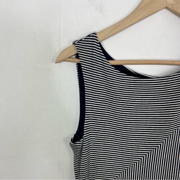 Anthropologie Maeve Cameron Navy Orange Asymmetrical Striped Dress Size Small - Picture 9 of 15